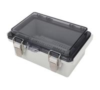 Focket Junction Box, IP67 Rated Outdoor Electrical Box, Plastic Project with Hinged Cover Mounting Plates Stainless Steel Latches Transparent Lid for Solar Controllers