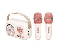 Focket Karaoke Machine, Portable Bluetooth 5.0 Speaker with Rechargeable 1200mAh Battery 6 Sound Modes 2 Wireless Microphones, Singing Machine for Adults Kids with AUX TF Card for Party