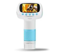 Focket Kids Microscope, 50-1000X Magnification Handheld Microscope, Portable with 2 Inch IPS Screen 8 LED Lights Photo Storage for Science Education Outdoor Exploration