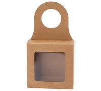 Focket Kraft Paper Wine Bottle Box Foldable with Hanging Hook Sturdy Multipurpose for Weddings Holiday Parties Back to School Bars Table