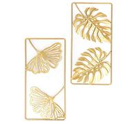 Focket Metal Wall Art Decor, 2Pcs Large 3D Handmade Ginkgo Leaf Metal Wall Sculpture with Gold Frame, Home Decoration Gift for Living Room Bedroom Dining Room Office