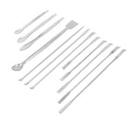 Focket Micro Scoop, Dual Head Long Handle Lab Spatula, Stainless Steel Powder Scoop with 12 Piece Set Cloth Bag for Gel Capsules Filling Powder Labs Homes