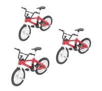 Focket Model, 1:12 Scale Retro Mountain Style Dollhouse Bike Model, Miniature Finger Bike with 3pcs Set for Home Bedroom Living Room Office Study Room (Red)