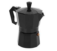 Focket Moka Pot, 300ML 6 Cup Aluminum Stovetop Maker, Maker with Ergonomic Handle for Gas Electric Stove Home Office Use (Black)