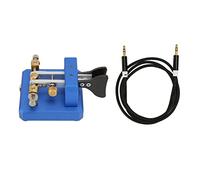 Focket Morse Code Paddle, Stainless Steel Double Paddle CW Keyer with Adjustable Magnetic Damping Pure Silver Contacts for Radio Communication Morse Practice Outdoor Activities (Dark Blue)