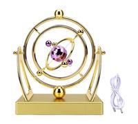 Focket Perpetual Motion Machine, Battery Powered Stable Swing 3D Space Design Kinetic Art Desk Decor, Physics Desk Toy with Magnetic Science Model for Office Home Decoration Gift