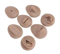 Focket Piercing Practice Body Parts, Reusable Soft Silicone Piercing Model, Body Practice Model with Eye Nose Mouth Tongue Belly Button Ear Models for Novice Training Jewelry (Dark Skin)