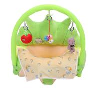 Focket Portable Baby Chair, Soft Crown Shaped Learn to Sit Support with Developmental Toys and Drool Bib for Infants Toddlers Floor Seat Comfortable Posture (Green)