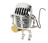 Focket Retro Microphone Guitar Robot Lamp, Vintage Aluminum Metal Night Light with Unique Design for Home Bar Office Decorations (Yellow)