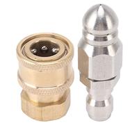 Focket Sewer Jetter Nozzle, Stainless Steel Back Hole Spray Recoil Propulsion Pressure Washer Nozzle, Drain Jet Hose with 1 4 Quick Connector for Pressure Washer Pipe Cleaning