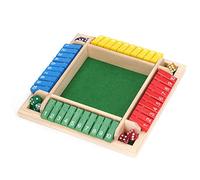 Focket Shut The Box Game, Non Slip Base Fleece Clear Numbers Smooth Edges 4 Player Wooden Board Game, Dice Games For Families With 8 Dice For Home Family Party Kids Ages 4 8 (Green Bottom)