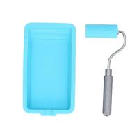 Focket Silicone Paint Roller and Tray Set, Reusable Soft Adhesive Latex Roller with Aluminum Alloy Handle, Roller Brush and Paint Tray for Woodworking Crafts and Painting Projects