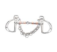 Focket Snaffle Bits For Horses, Ergonomic Hollow Jointed Mouth Dual Chain Connection English Snaffle Bit, Stainless Steel Bit With Copper Ring Accents For Dressage Riding