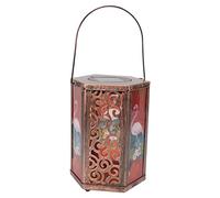 Focket Solar Lanterns Outdoor, Hexagonal Bird Pattern Metal Hanging IP44 Automatic Light Solar Recharge with Decorative Shadows for Patio Yard Porch Fence Pathway