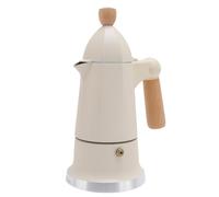 Focket Stovetop Maker, 3 Cups Single Valve Aluminum Alloy Stainless Steel Stove Top Coffee Maker, Wooden Handle Percolator Coffee Maker Pot with Wooden Handle for Home Use (White)