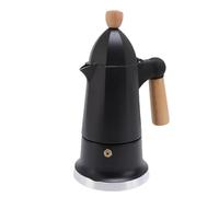 Focket Stovetop Maker, 3 Cups Single Valve Aluminum Alloy Stainless Steel Stove Top Coffee Maker, Wooden Handle Percolator Coffee Maker Pot with Wooden Handle for Home Use (Black)