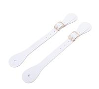 Focket Synthetic Leather Spur Straps, Adjustable Length 22cm Long with Rhinestone Western Cowboy Spur Holder for Equestrian Horse Riding (White)