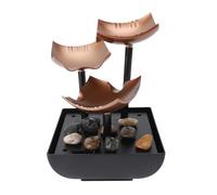 Focket Tabletop Water Fountain, 3 Tier Desktop Fountain with LED Light, Automatic Pump, River Rocks, USB Zen Meditation Decor for Office Bedroom, Living Room