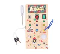 Focket Toddler Busy Board, LED Light Wooden Puzzle Montessori Busy Board, Travel Toys with Bright LED Light and for Toddlers Boys and Girls 2 Years+