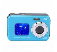 Focket Underwater Camera, 5K Video 48MP Photos Dual Screen Selfie Snorkeling Camera, Water Proof with 32GB Card Storage Bag for Snorkeling Diving (Blue)