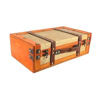 Focket Vintage Wooden Treasure Chest, Antique Decorative Storage Box with Spacious Hinged Lid for Keepsake Jewelry Photo Props