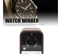 Focket Watch Winder for Automatic Watches, 5 Rotation Modes Single Watch Winder with Quiet Motor & LED Light, Battery Powered Wooden Rotating Watches Cases for Men and Women