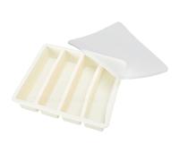 Focket Water Bottle Ice Mold, 4 Long Narrow Ice Sticks Flexible Silicone Easy Release Cube Tray, Silicone Cube Mold with Removable Lid for Home Bar Kitchen RV (White)