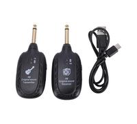 Focket Wireless Guitar System, Zero Latency 2.4G Wireless Transmitter Receiver, Guitar System with 600mAh Rechargeable Battery for Electric Acoustic Bass Violins (Black Floral Version)