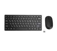 Focket Wireless Keyboard and Mouse Combo, 78 Keys Ultra Slim Ergonomic Computer Keyboard with 2.4GHz USB Receiver for PC, Desktop, Laptop, Tablet, Black (Russian Language)