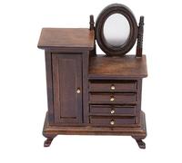 Fockety 1:16 Dollhouse Miniature Dressing Table, Wooden Vintage Dollhouse Vanity Table with Stylish Drawer Cabinet, for Dollhouse Miniatures and Decorative Furniture