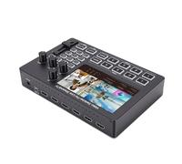 Fockety 1080P Video Switcher, 5 In Screen 4 Channel HD Multimedia Interface Live Stream Switcher with Real Time Multi View and Chroma Key, for Multi Camera Streaming Online Class Event (UK Plug)