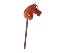 Fockety 28in Riding Stick, Outdoor Stick Horse with Wood Wheels Real Pony Neighing and Galloping Sounds Plush Toy Horse with Sound Toy (Deep Brown)