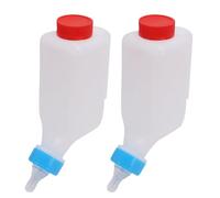 Fockety 2pcs Lamb Feeding Bottles, 500ml Plastic Goat Feeder Hang Upside Down Livestock Milk Bottles with Handle for Goat Lamb Fawns Nigerian Dwarf Doeling