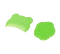 Fockety 2PCS Soft Silicone Baby Scalp Scrubber Brush Set for Newborns, Round Brush with Curved Comb, Easy to Clean, Best Baby Shower (Green)