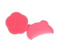Fockety 2PCS Soft Silicone Baby Scalp Scrubber Brush Set for Newborns, Round Brush with Curved Comb, Easy to Clean, Best Baby Shower (Red)