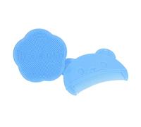 Fockety 2PCS Soft Silicone Baby Scalp Scrubber Brush Set for Newborns, Round Brush with Curved Comb, Easy to Clean, Best Baby Shower (Blue)