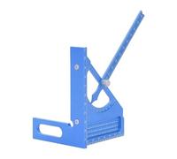 Fockety 3D Multi Angle Measuring Ruler, Adjustable Woodworking Square Protractor Metric Aluminum Alloy Carpenter Protractor Carpenter Semi Circular Pointer Angle Square (Blue)