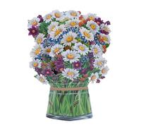 Fockety 3D Pop Up Flower Greeting Card, Handcrafted Daisy Bouquet Card with Fade Resisting Ink for Birthday Valentine Day Teacher Friend Family, Includes Envelope