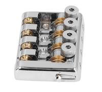 Fockety 4 String Bass Bridge Tailpiece, Headless Guitar Bridge with Locking Zinc Saddles, Replacement for Bass Guitar, Jazz, Precision Electric Instrument, String Spacing Adjustment (Silver)
