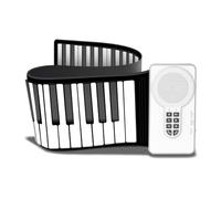 Fockety 49 Keys Roll Up Keyboard Piano, Portable Rechargeable Foldable Piano Keyboard Built in Speakers, 7 Tones, 8 Educational Demo Songs, Educational Music Toy for Kids (Black and White version)