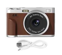 Fockety 4K Digital Camera, 48MP Autofocus 16x Zoom 2.8 Inch Screen Compact Travel Camera with 32GB Memory Card, Video Camera for Photography Video Vlogging Beginners Teens (Brown)