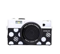 Fockety 4K Digital Camera, 64MP Autofocus Vlogging Camera with 3 Types Front Flash Modes, Retro Point and Shoot Digital Camera with 10 Filters 1500mAh Battery for 3 Hour Recording (Black White)