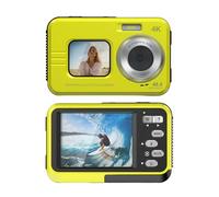 Fockety 4K Underwater Camera, 48MP Autofocus 11.5ft Water Proof Digital Camera with 32GB Card, 16X Digital Zoom & Fill Light, Dual Screen Action Cameras for Snorkeling, Surfing (Yellow)
