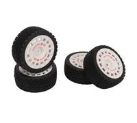 Fockety 4Pcs RC Drift Car Tires, High Performance 1/10 Scale Rubber RC Tires, High Simulation Car Compatible with for TAMIYA TT01, TT02, XV01, XV02, and for HSP 94123, 94122 (White)