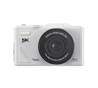 Fockety 5K Digital Camera, Autofocus 75MP Vlog Camera with 18X Digital Zoom 3in 180°Flip Screen, Anti Shake Retro Point and Shoot for Teens Adult Beginner (White)