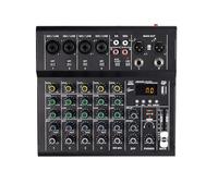 Fockety 6 Channel Audio Mixer, Professional DJ Mixer with USB, Bluetooth, 48V Phantom Power & MP3 Player, DJ Controller Sound Board Console for Studio, Recording, Streaming, Karaoke (Black)