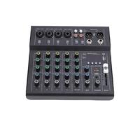 Fockety 6-Channel Audio Mixer, Sound Board Mixing Console with USB Interface, Bluetooth, 48V Phantom Power, MP3 Compatible, DJ Mixer for Karaoke Live Performance Music Creation (Black)