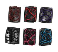Fockety 6 Pieces Stretchy Magic Hair Comb, Elastic Beaded Hair Clips for Women Ladies Girls, with Double Slides Hairpins Combs for DIY Hair Styling Accessories