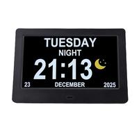 Fockety 7 Inch Digital Calendar, Auto Dimming Large Display Digital Clock with Day and Date for Elderly, Wall and Desk Mountable Dementia Alarm Clock for Seniors, Alzheimers