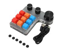 Fockety 9 Keys Mechanical Gaming Keypad, Programmable RGB LED Backlit USB One Handed Macro Mechanical Keyboard, Multifunctional Portable Mini Numpad Macro Keypad with 3 Knobs